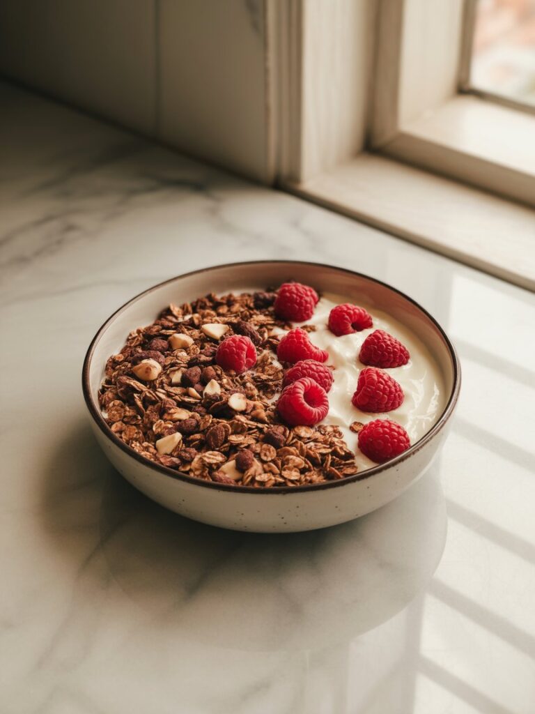 Pomysły na śniadanie bez węglowodanów 3 jogurt-z-malinami-i-granola