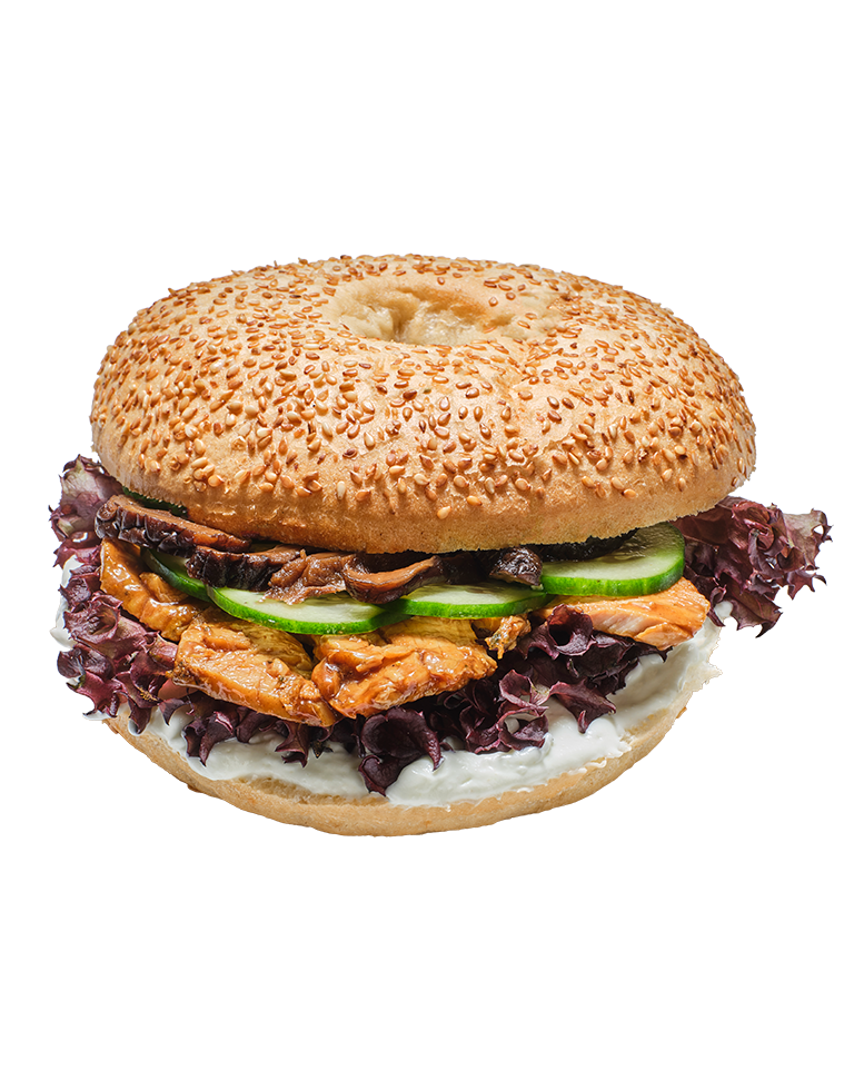 Bajgiel azjatycki z kurczakiem teriyaki